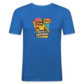 Socially Awkward - Männer Slim Fit T-Shirt - Königsblau - Vorne - Jaron (178cm)