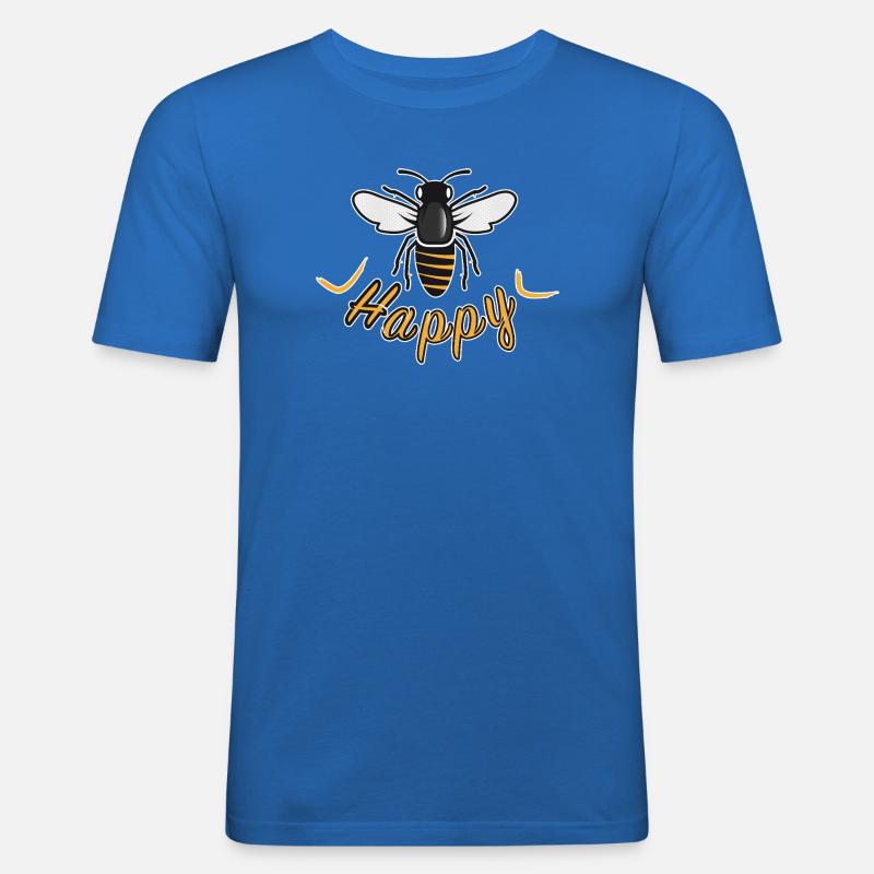 Happy bee with 'Happy' lettering - Men's Slim Fit T-Shirt - royal blue