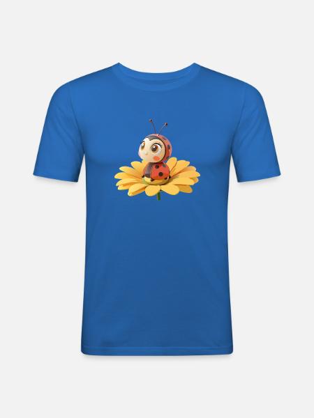 Cute ladybug on a flower - Men's Slim Fit T-Shirt - royal blue