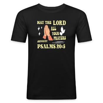 Psalm 20:5 May the Lord... - Men's Slim Fit T-Shirt - black - Front - Nik (191cm)