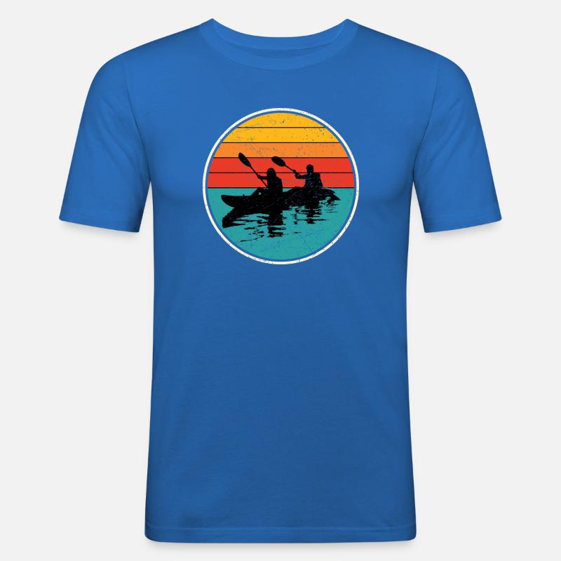 Sunset Kayak Duo Circle - T-shirt près du corps Homme - bleu roi