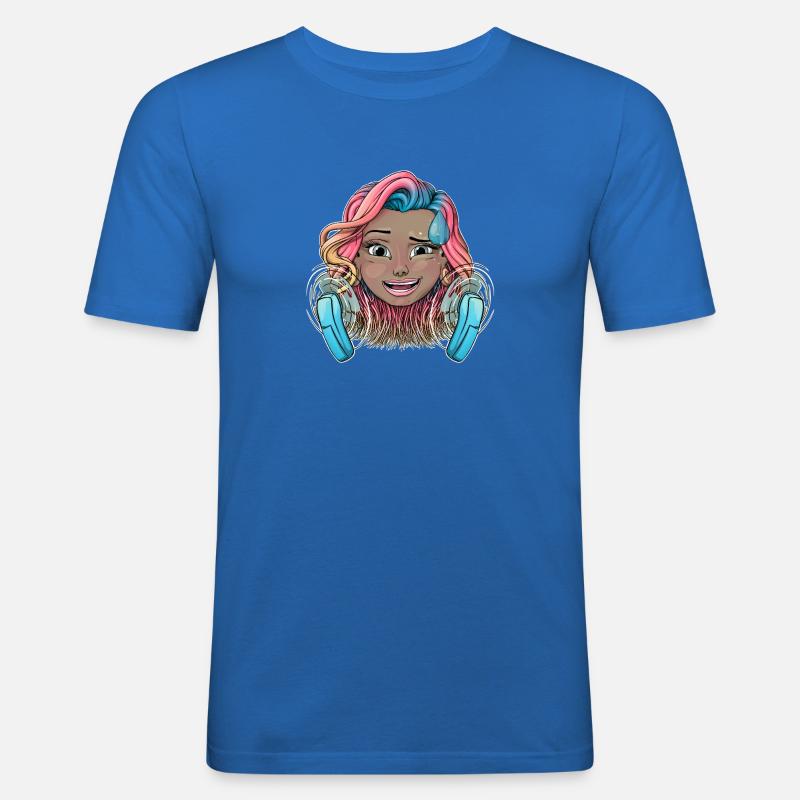 Buntes warmes Mädchen mit Fächern - Männer Slim Fit T-Shirt - Königsblau