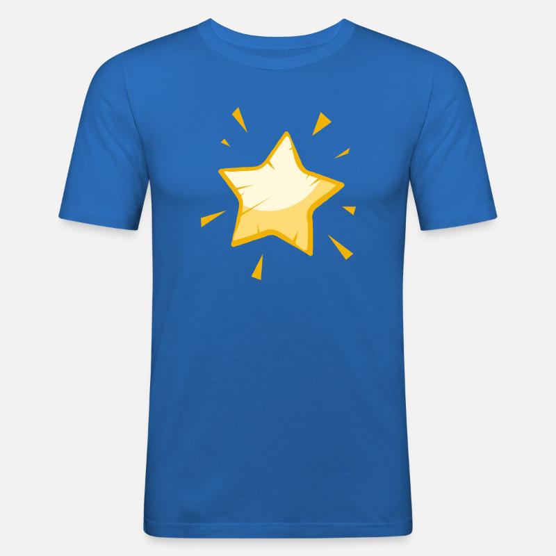 Étoile de dessin animé brillante - Conception dorée joyeuse - T-shirt près du corps Homme - bleu roi