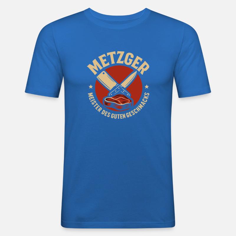 Metzger mit Messer und Fleisch - Männer Slim Fit T-Shirt - Königsblau