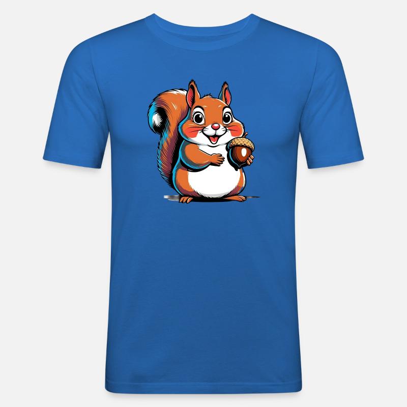 Niedlicher Eichhörnchen Druck mit Eichel - Männer Slim Fit T-Shirt - Königsblau