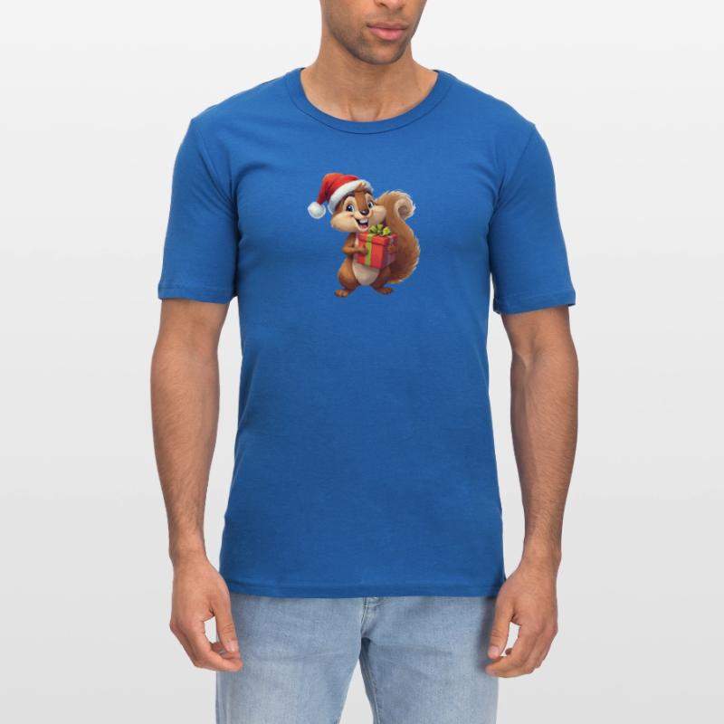 Weihnachts-Eichhörnchen mit Geschenk Männer Slim Fit T-Shirt