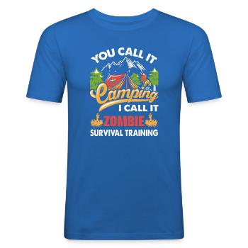 Camping - Men's Slim Fit T-Shirt - royal blue - Front - Jaron (178cm)