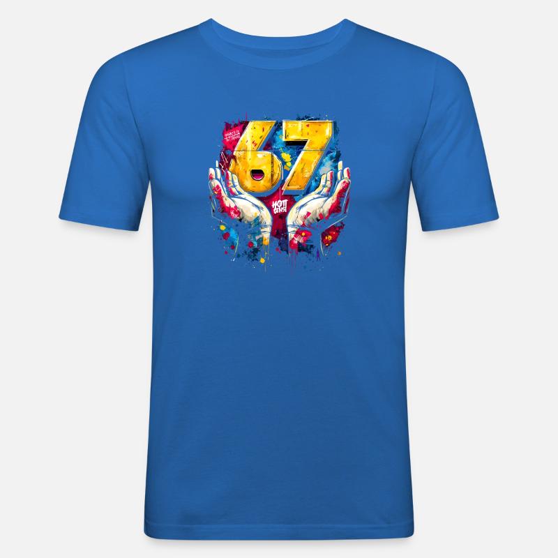 6 7 Graffiti Meme - Männer Slim Fit T-Shirt - Königsblau