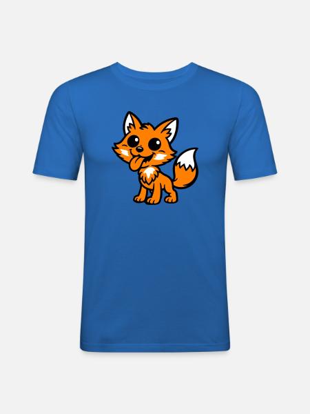 Fuchs Comic - Männer Slim Fit T-Shirt - Königsblau