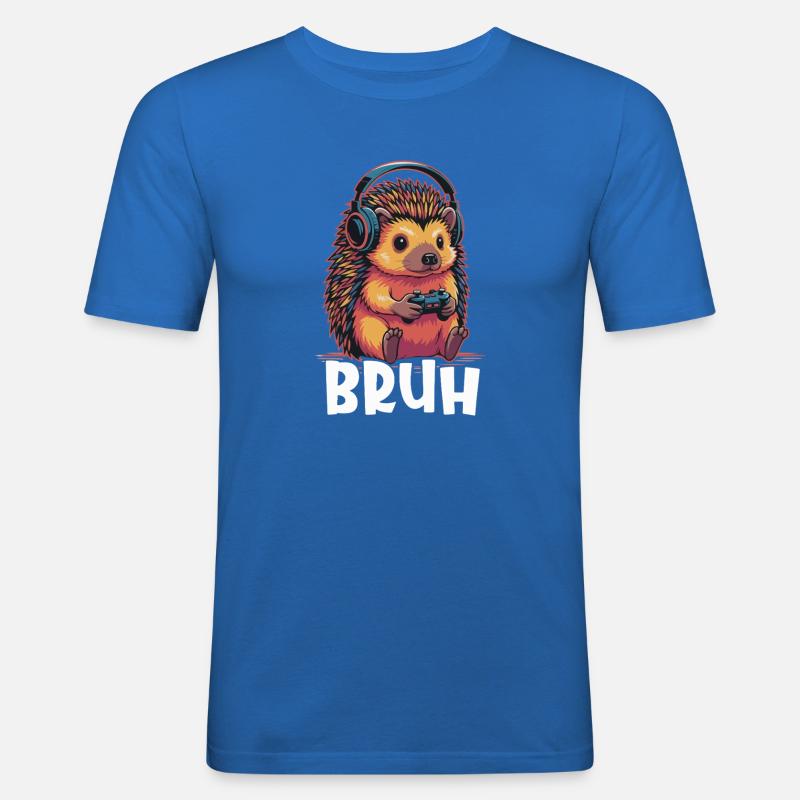 Gamer Igel mit Kopfhörern - Männer Slim Fit T-Shirt - Königsblau