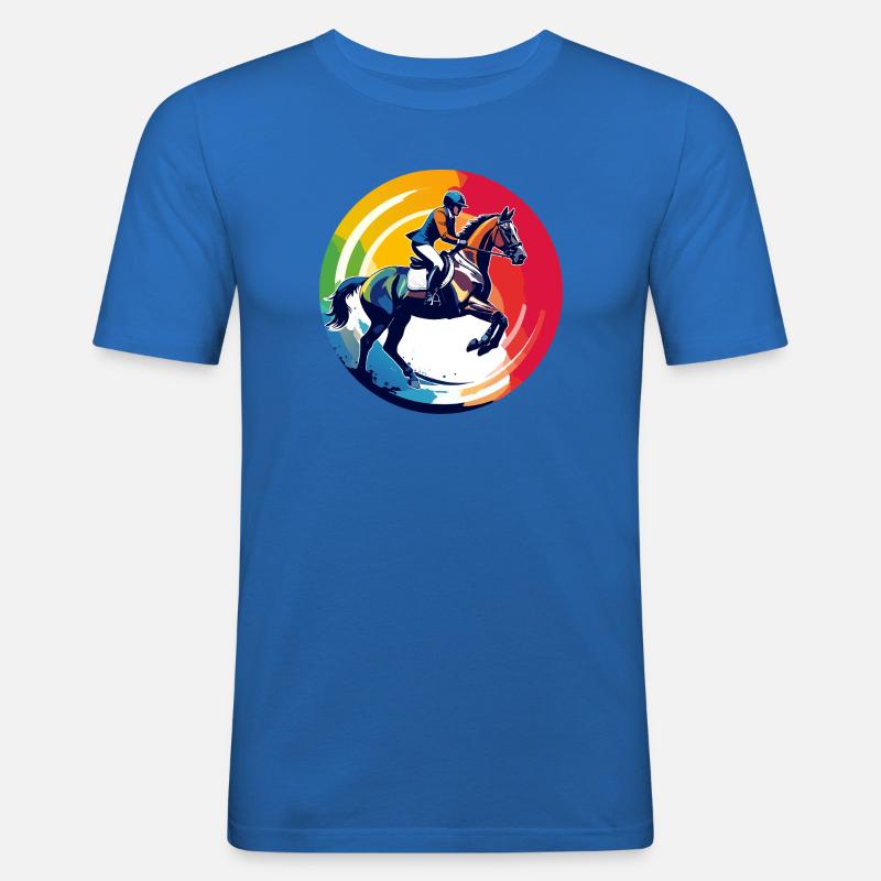 Regenbogen Springpferd Pferd Springreiten Motiv - Männer Slim Fit T-Shirt - Königsblau