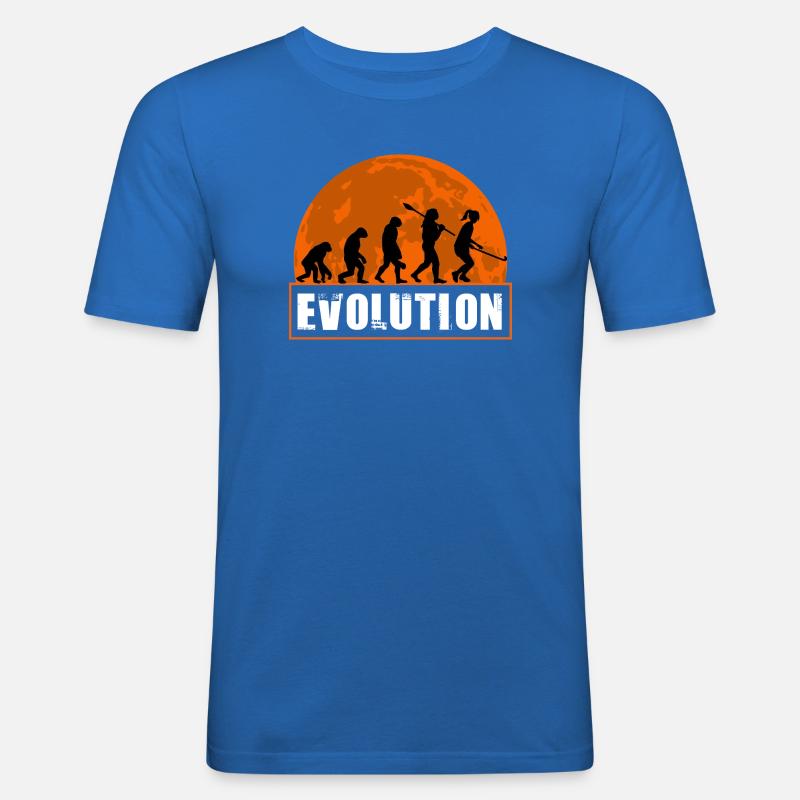 Field Hockey Evolution Silhouette Sunset - Männer Slim Fit T-Shirt - Königsblau