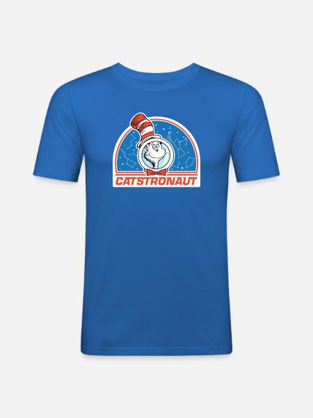 Le Chat Chapeauté Design Catstronaute - T-shirt près du corps Homme - bleu roi