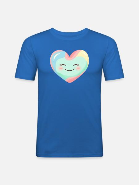Pastellherz Lächelnd Regenbogen - Männer Slim Fit T-Shirt - Königsblau