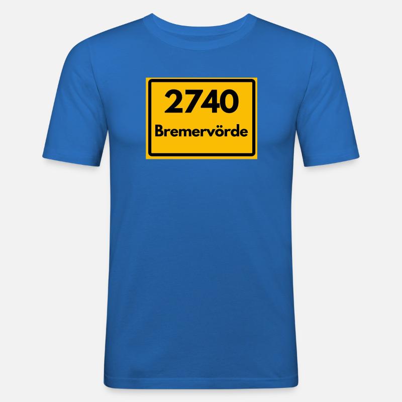 OLD POSTCODE POSTCODE RETRO 2740 BREMERVÖRDE – SEE - Men's Slim Fit T-Shirt - royal blue