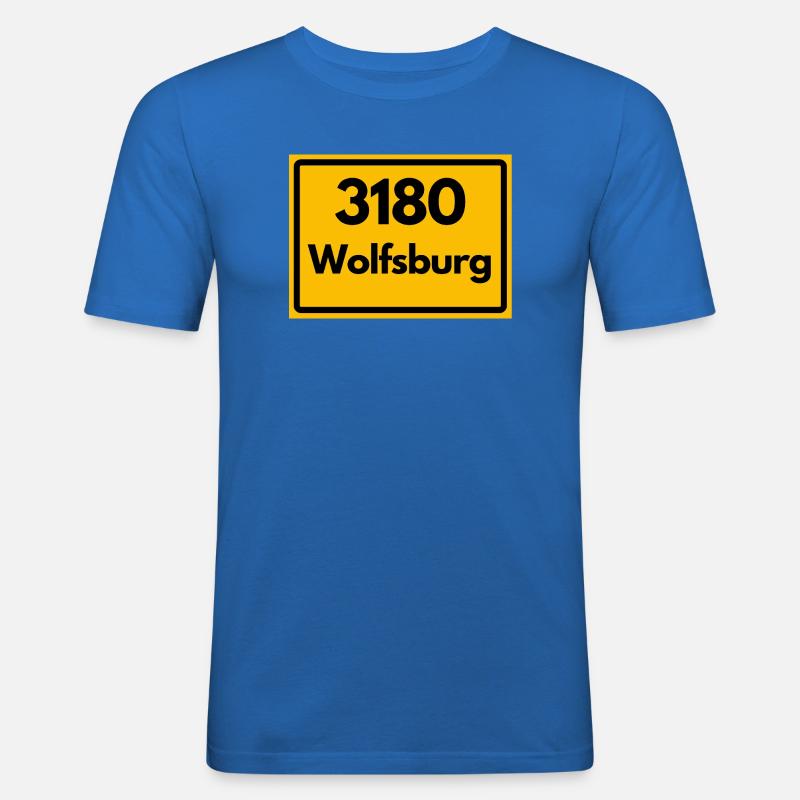 OLD POSTCODE POSTCODE RETRO 3180 WOLFSBURG - Men's Slim Fit T-Shirt - royal blue