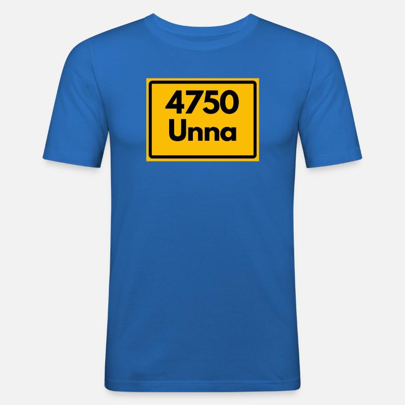 OLD POSTCODE POSTCODE RETRO 4750 UNNA - Men's Slim Fit T-Shirt - royal blue
