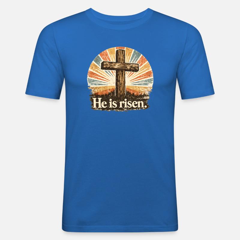 He Is Risen - Männer Slim Fit T-Shirt - Königsblau