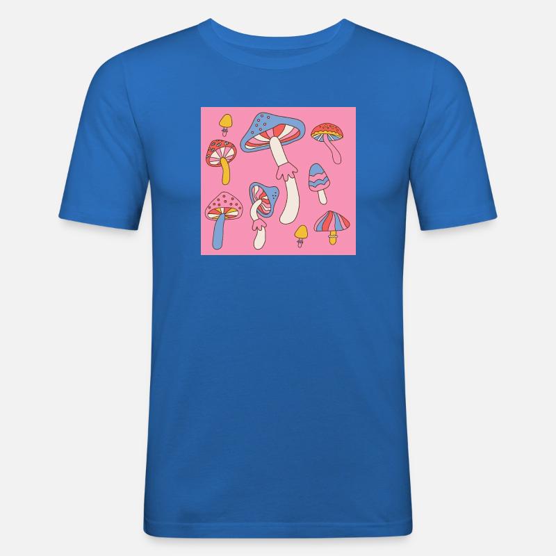 Retro Mushroom Pattern – Psychedelic 70s Design - Männer Slim Fit T-Shirt - Königsblau