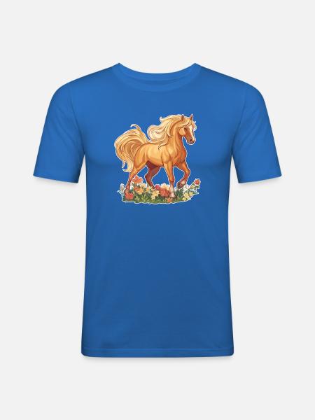 Hest - Herre Slim Fit T-Shirt - kongeblå