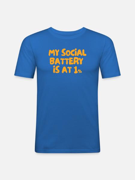 My Social Battery Is at 1% - Men's Slim Fit T-Shirt - royal blue