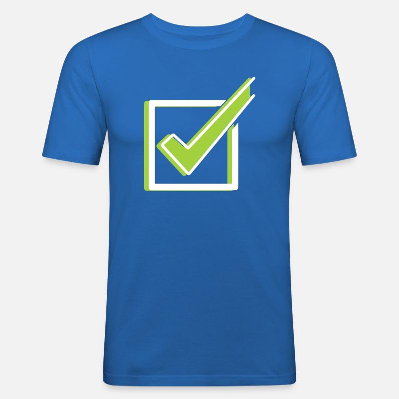 Häkchen Box Check 3D Outline - Männer Slim Fit T-Shirt - Königsblau
