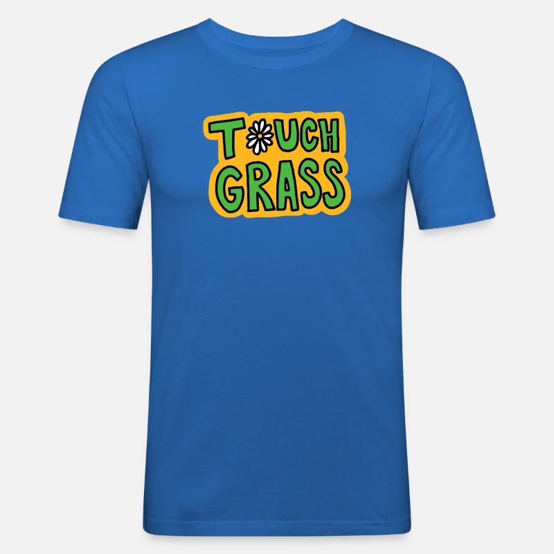 Retro "Touch Grass" Gänseblümchen - Männer Slim Fit T-Shirt - Königsblau