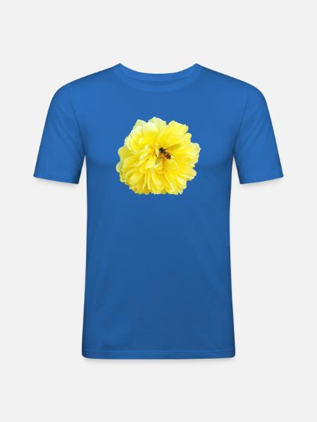 Yellow_Rose_-_Bee_Nature_Photography - Men's Slim Fit T-Shirt - royal blue
