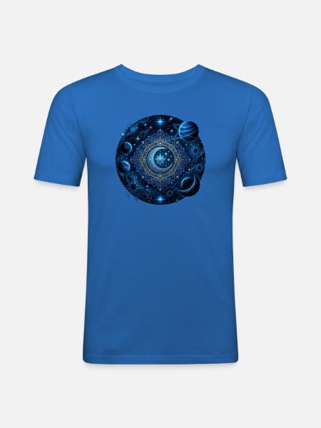 Space Planets Galaxies Stars Moons - Men's Slim Fit T-Shirt - royal blue