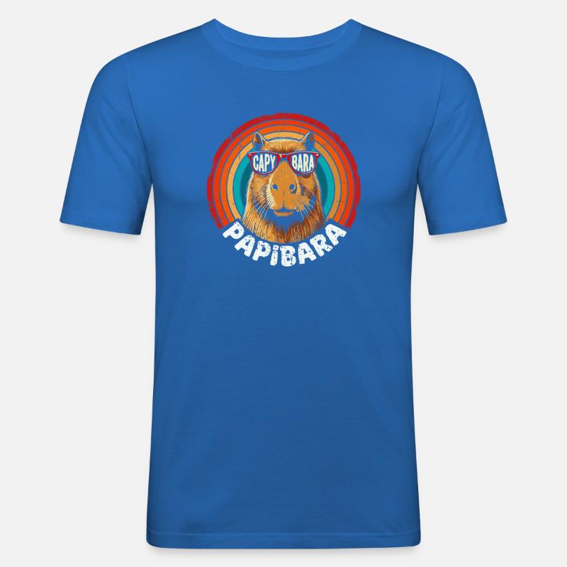Capybara Retro Regenbogen Sonnenbrille - Männer Slim Fit T-Shirt - Königsblau