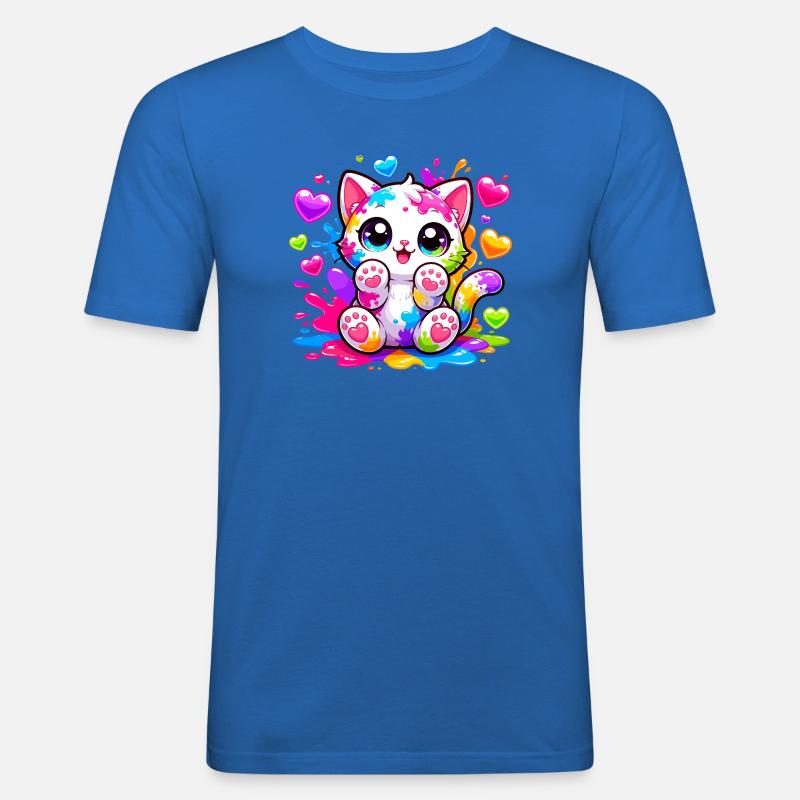 Katzenkunst Farbexplosion - Männer Slim Fit T-Shirt - Königsblau