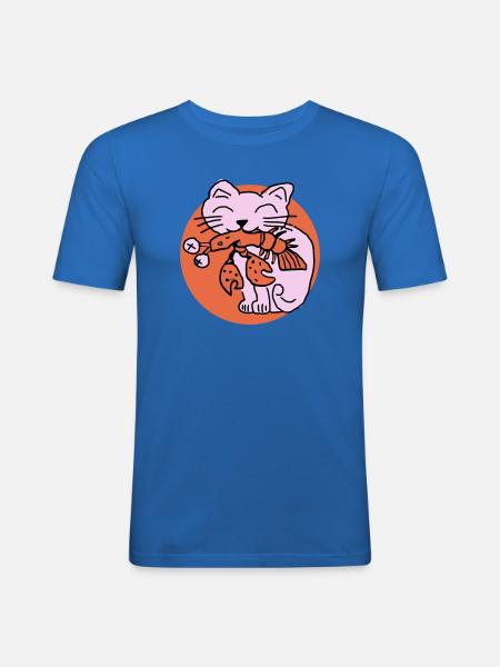 Cat eats cancer - Men's Slim Fit T-Shirt - royal blue