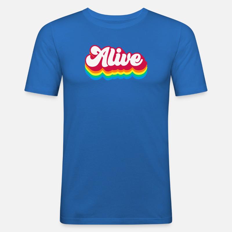 Alive - Retro Rainbow 70s - Men's Slim Fit T-Shirt - royal blue