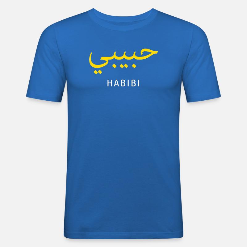 Habibi Gold Arabic Script Tee - Men's Slim Fit T-Shirt - royal blue