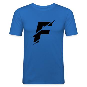 F - Männer Slim Fit T-Shirt - Königsblau - Vorne - Jaron (178cm)
