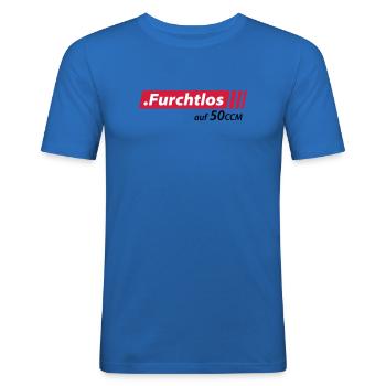 Furchtlos auf 50ccm Stolzer Mofa- und Mopedfahrer - Männer Slim Fit T-Shirt - Königsblau - Vorne - Jaron (178cm)