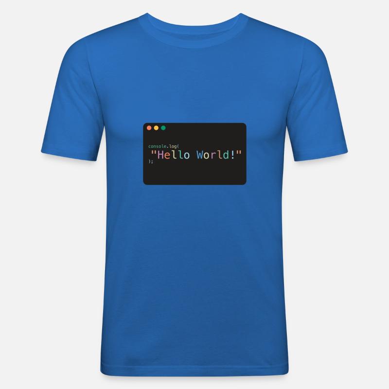 Hello World JavaScript console.log - Männer Slim Fit T-Shirt - Königsblau