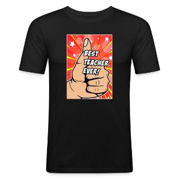 Bester Lehrer aller Zeiten - Männer Slim Fit T-Shirt - Schwarz - Vorne - Nik (191cm)