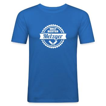Metzger - Männer Slim Fit T-Shirt - Königsblau - Vorne - Jaron (178cm)