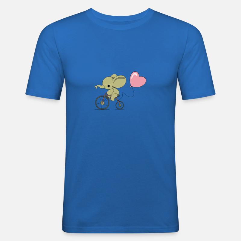 Éléphant à vélo - T-shirt près du corps Homme - bleu roi