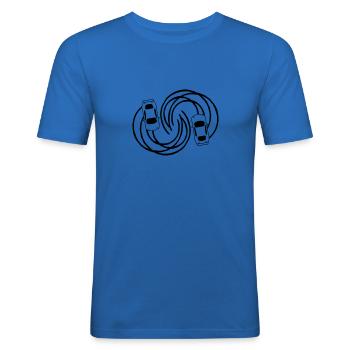 cercle courbe stunt 2 amis équipe pistes de frein - T-shirt près du corps Homme - bleu roi - Devant - Jaron (178cm)