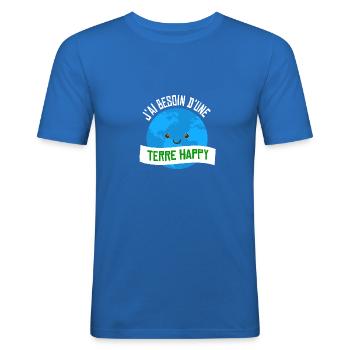 Écologie protection environnement - T-shirt près du corps Homme - bleu roi - Devant - Jaron (178cm)
