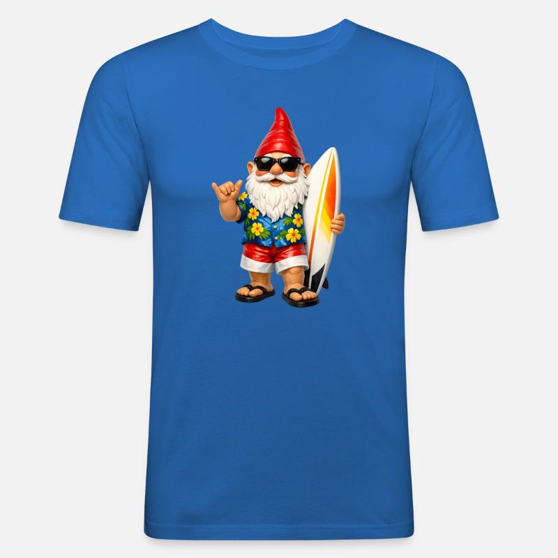 Cooler Gartenzwerg mit Surfbrett - Männer Slim Fit T-Shirt - Königsblau