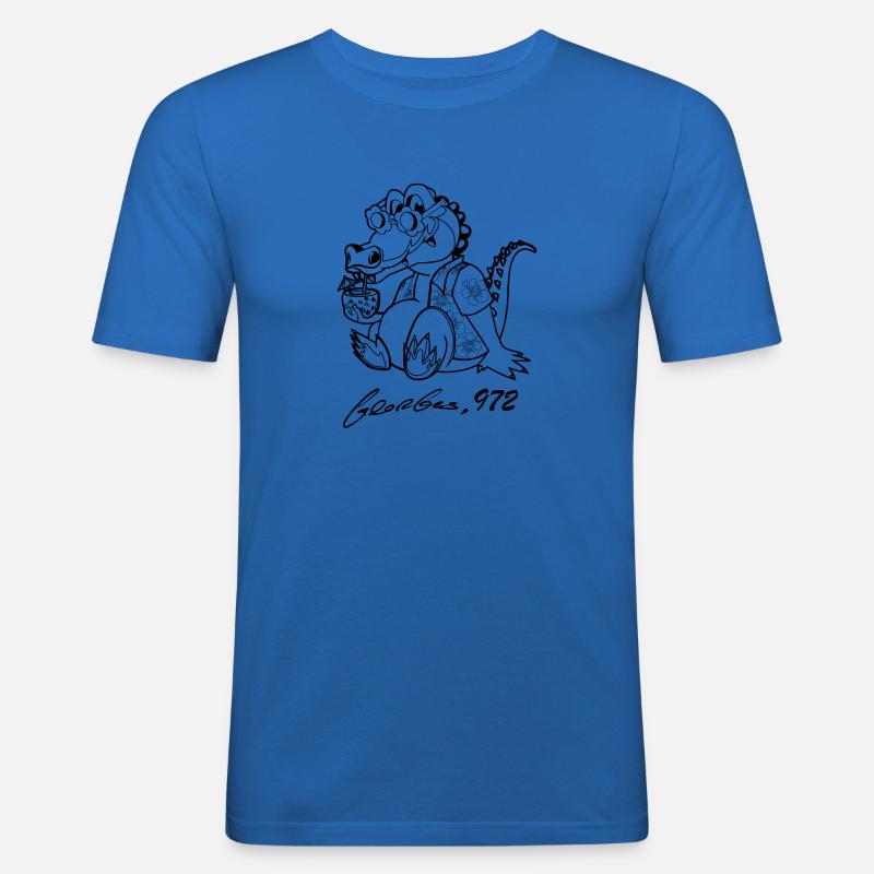 Georges Basic Schwarz - Männer Slim Fit T-Shirt - Königsblau