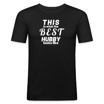 T-shirt Design Best Hubby - Männer Slim Fit T-Shirt - Schwarz - Vorne - Nik (191cm)