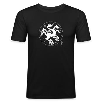 Chimère - T-shirt près du corps Homme - noir - Devant - Nik (191cm)