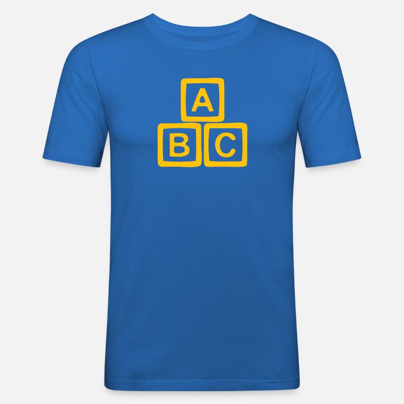 Conception de bloc ABC doré - T-shirt près du corps Homme - bleu roi