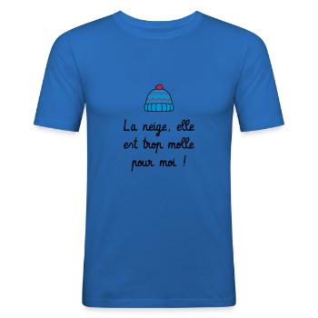 La neige, elle est trop molle pour moi ! Culte - T-shirt près du corps Homme - bleu roi - Devant - Jaron (178cm)