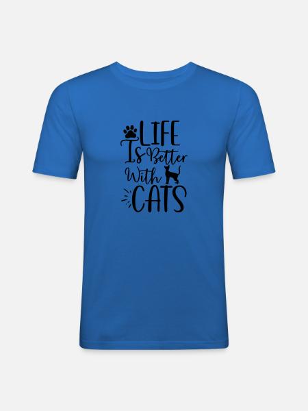 life better with cats - Men's Slim Fit T-Shirt - royal blue