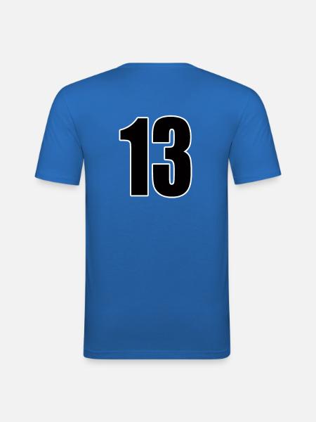Nummer 13 Nummer Dertien - Rugnummer Voetbalsport - Mannen slim fit T-shirt - koningsblauw